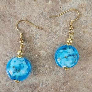 Sky Blue Cloud Glass Style Earrings